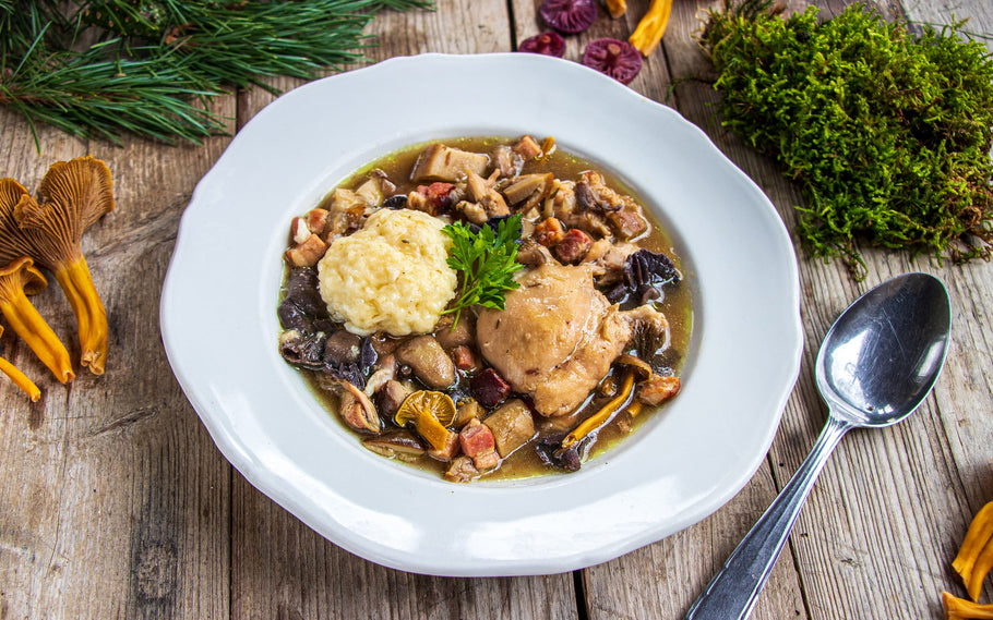 Chicken and Dumplings with Wild Mushrooms